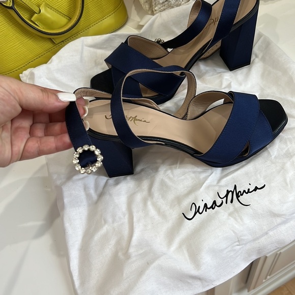NEW Navy Tina Marie Block Heel Sandals - Picture 3 of 15